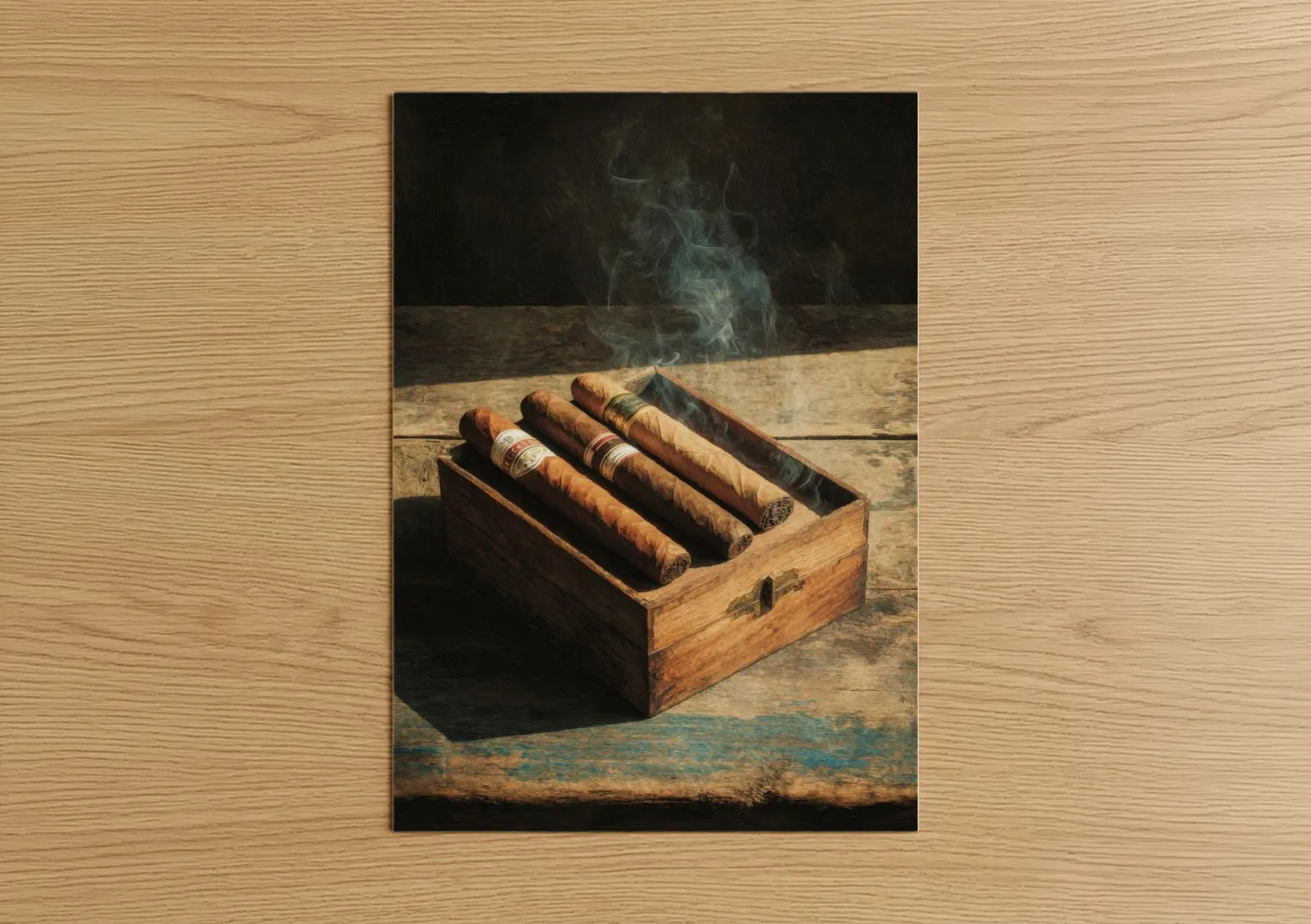 Premium Cigars Wooden Box Smoke Wall Art