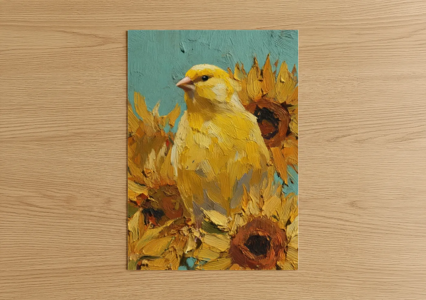 Golden Canary Among Sunflowers Wall Art