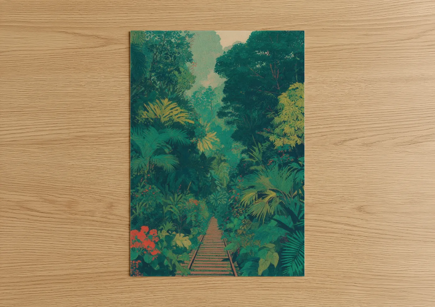 Jungle Railway Train Tracks Nature Wall Art
