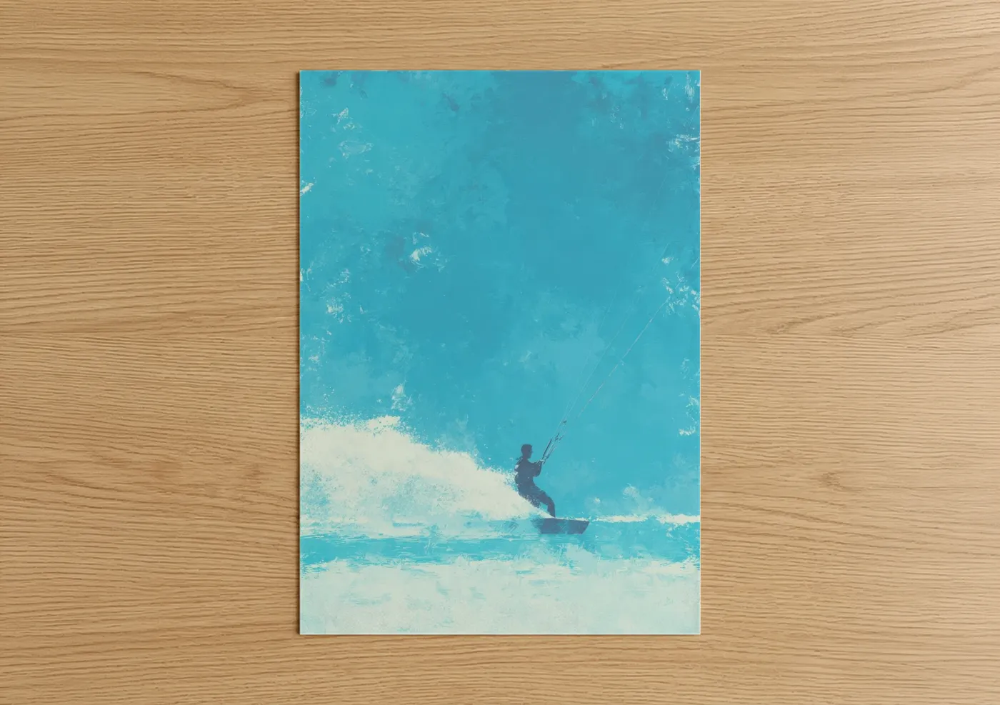 Kite Surfing Turquoise Wave Action Wall Art
