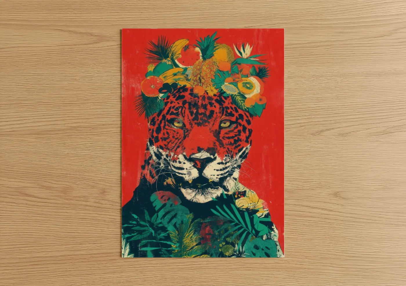 Tropical Jaguar with Fruit and Botanical Wall Art