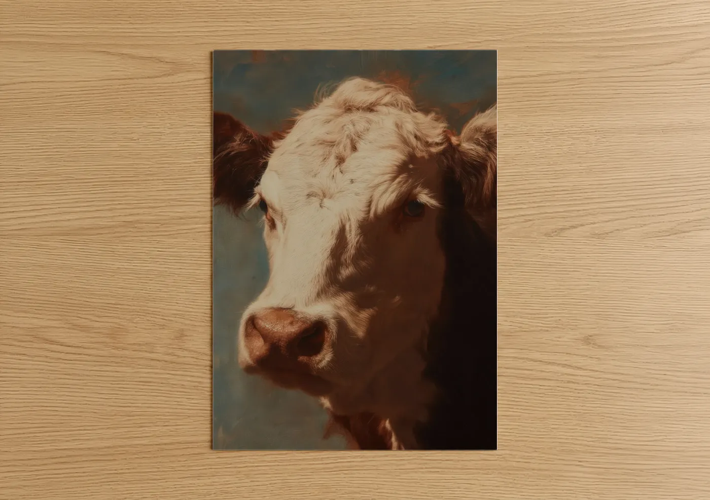 Rustic Angus Cow Portrait Oil Painting Wall Art