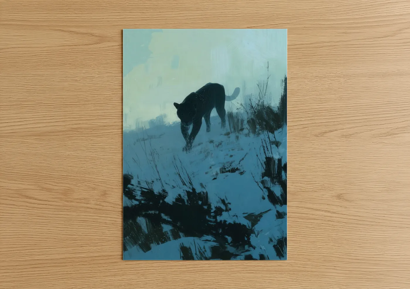 Snowy Jaguar Winter Landscape Wall Art