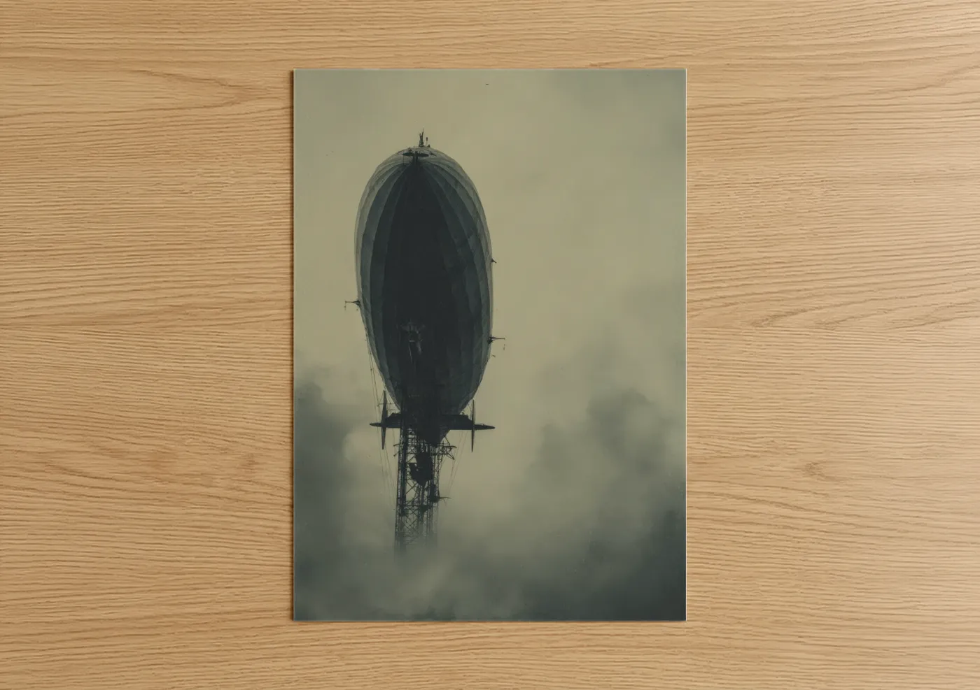 Moody Airship in Mist Photography Wall Art