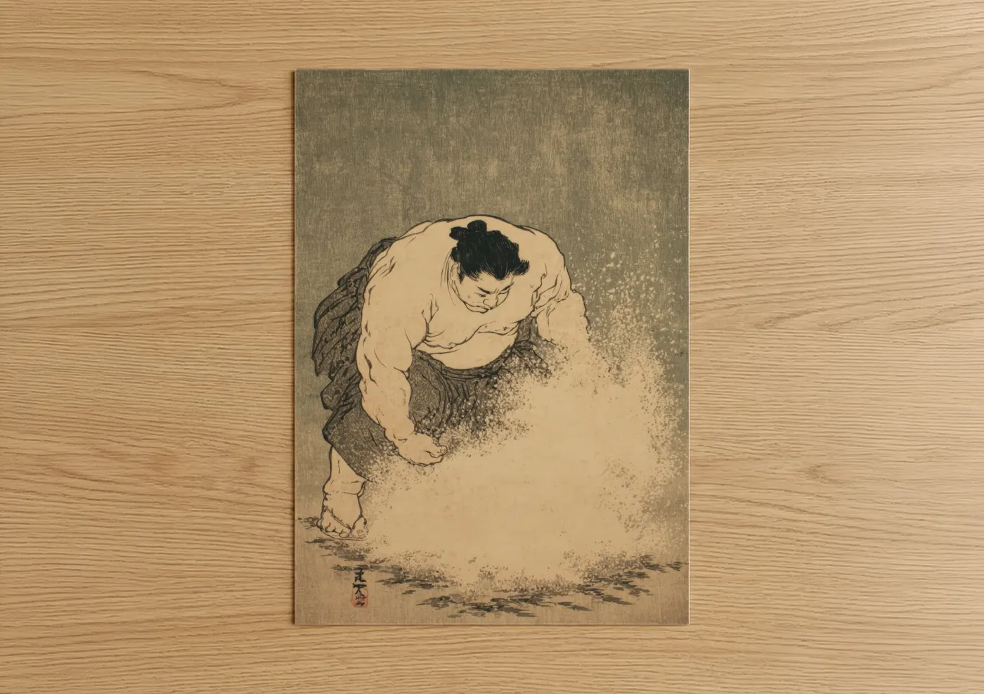 Sumo Wrestler Contemplation Japanese Wall Art