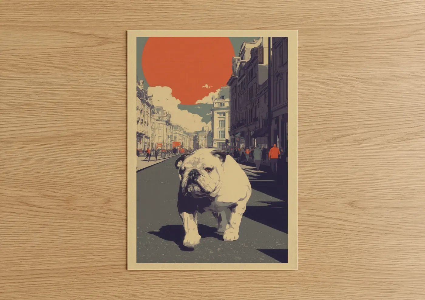 Urban Bulldog City Street Poster Wall Art