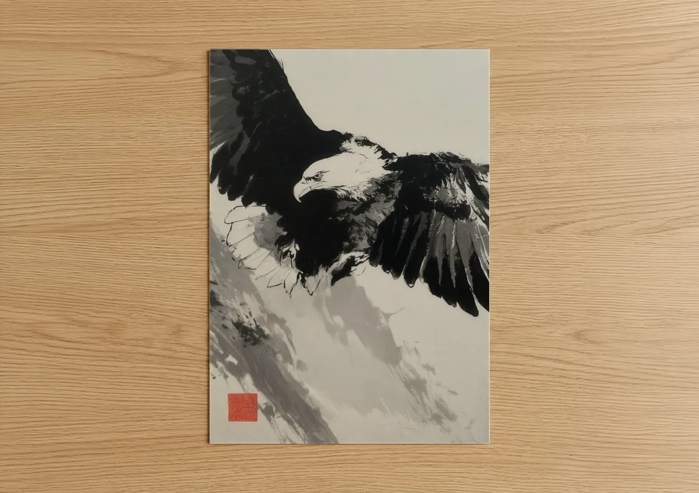 Bald Eagle in Flight Black and White Wall Art