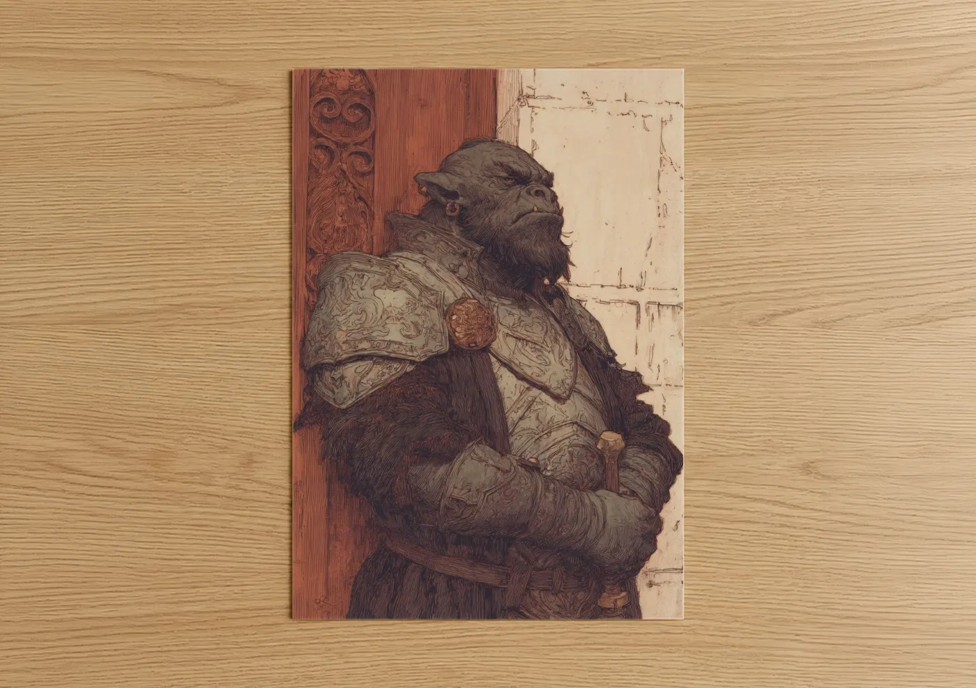 Armored Orc Warrior Fantasy Character Wall Art