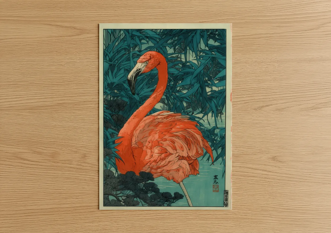 Crimson Flamingo Botanical Garden Wall Art