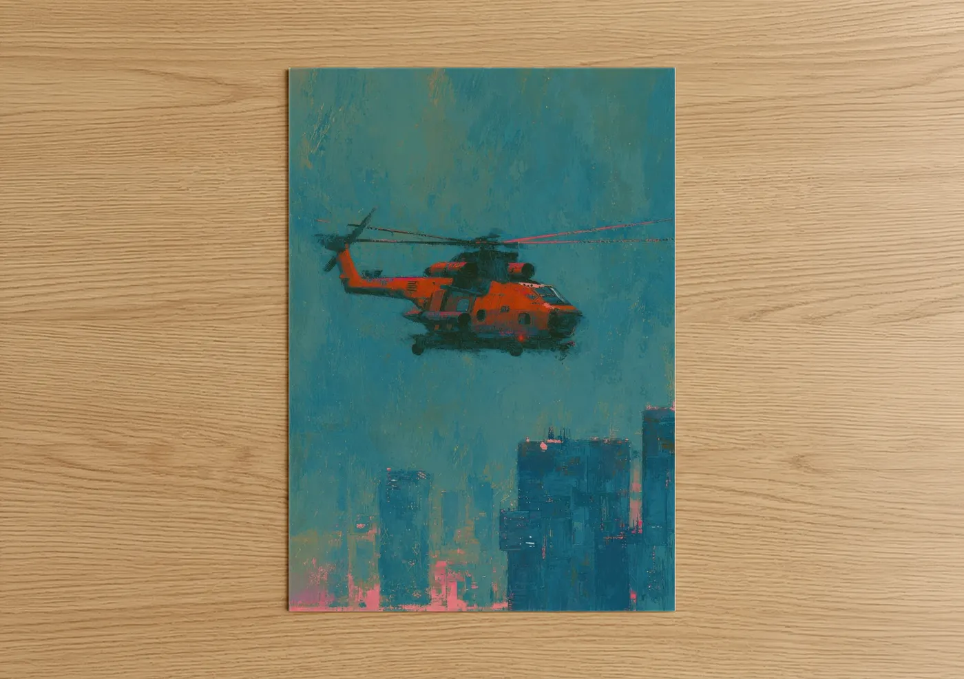 Rescue Helicopter Urban Cityscape Wall Art