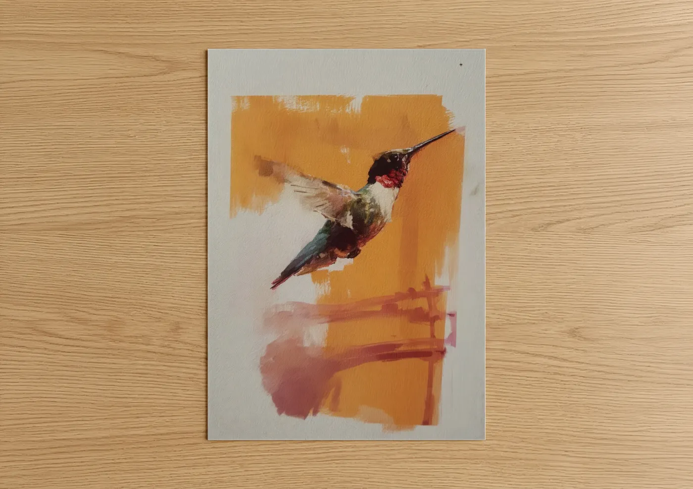 Golden Hummingbird Watercolor Wall Art