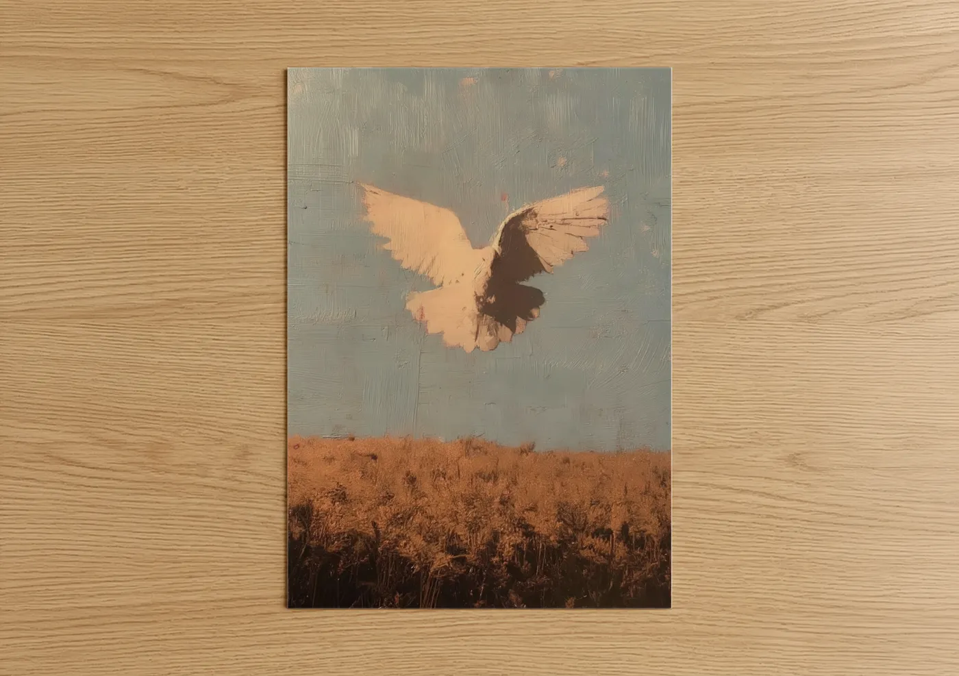 Golden Dove Ascending Field Painting Wall Art