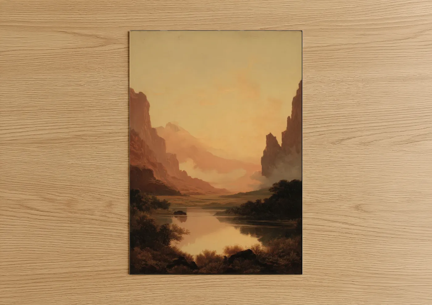 Desert Oasis Sunset Landscape Wall Art