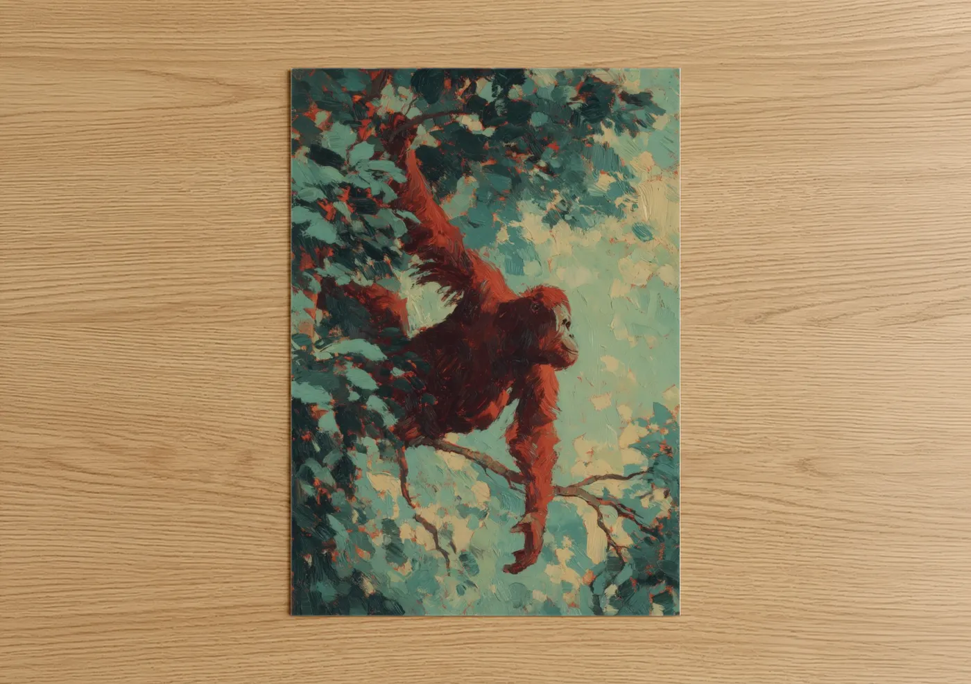 Crimson Orangutan Expressionist Wall Art