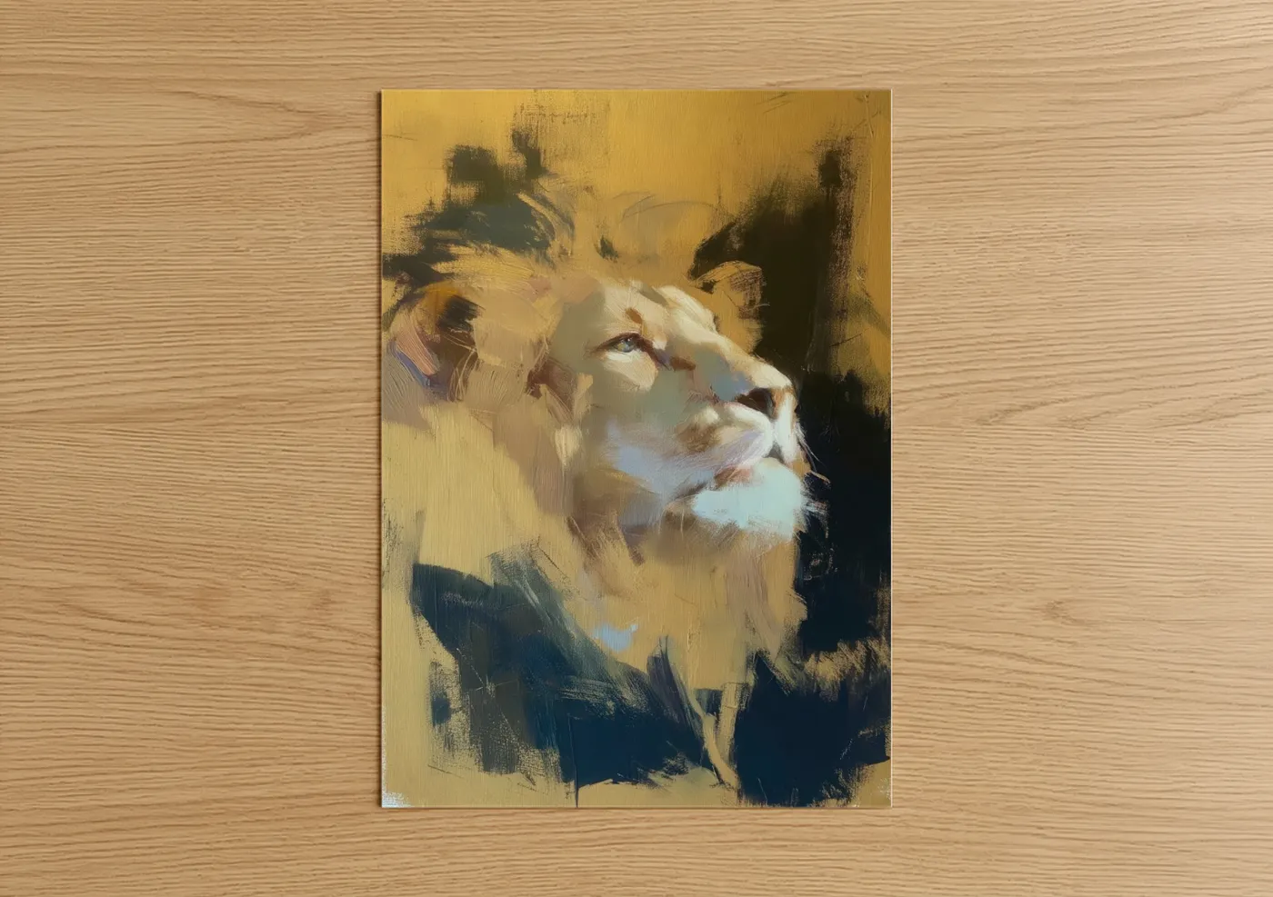 Golden Lion Portrait Expressionist Wall Art