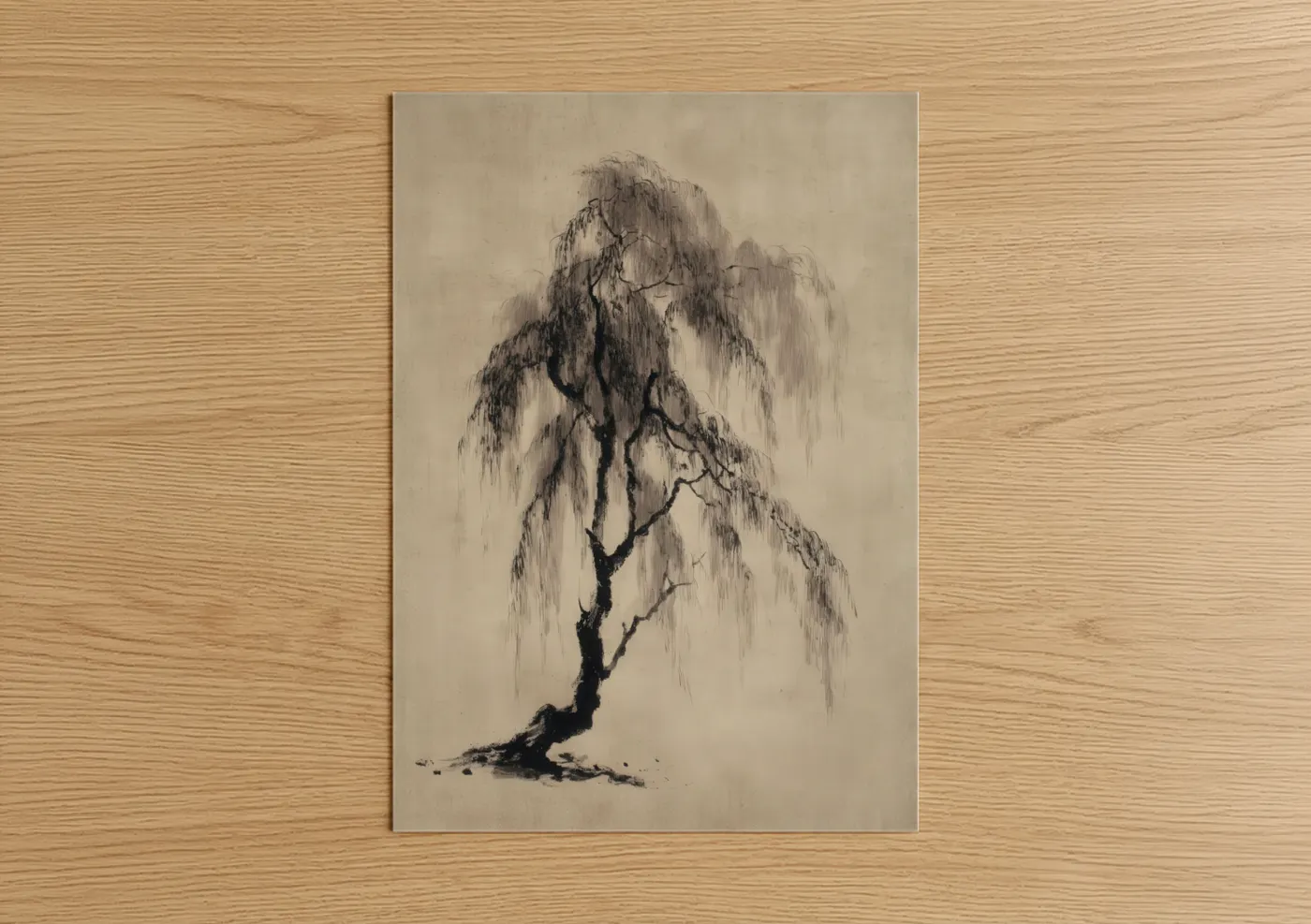 Weeping Willow Tree Ink Drawing Wall Art