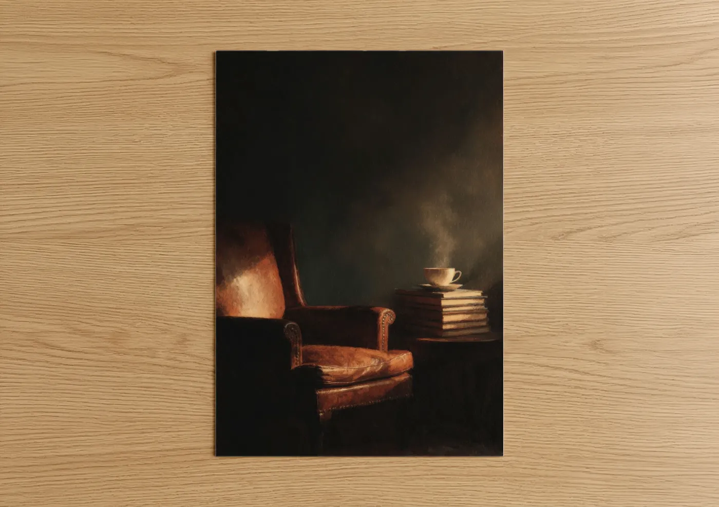 Vintage Reading Nook Leather Chair Wall Art