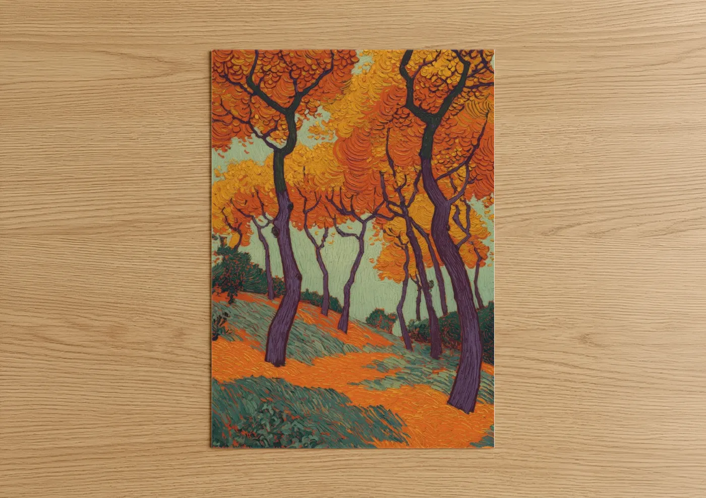 Golden Autumn Forest Landscape Wall Art
