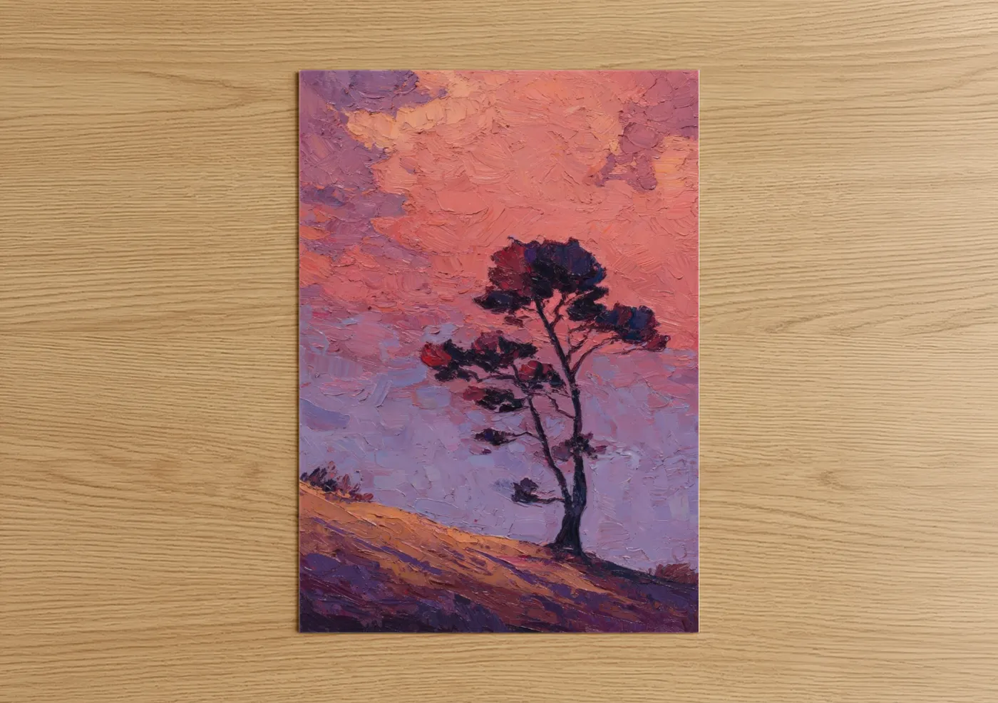 Solitary Kauri Tree Sunset Painting Wall Art