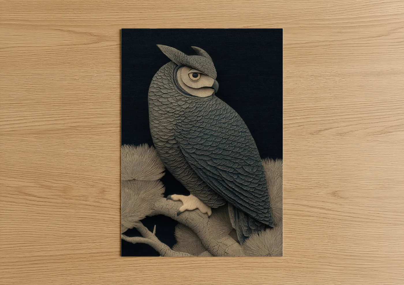 Carved Owl Portrait Wood Wall Art
