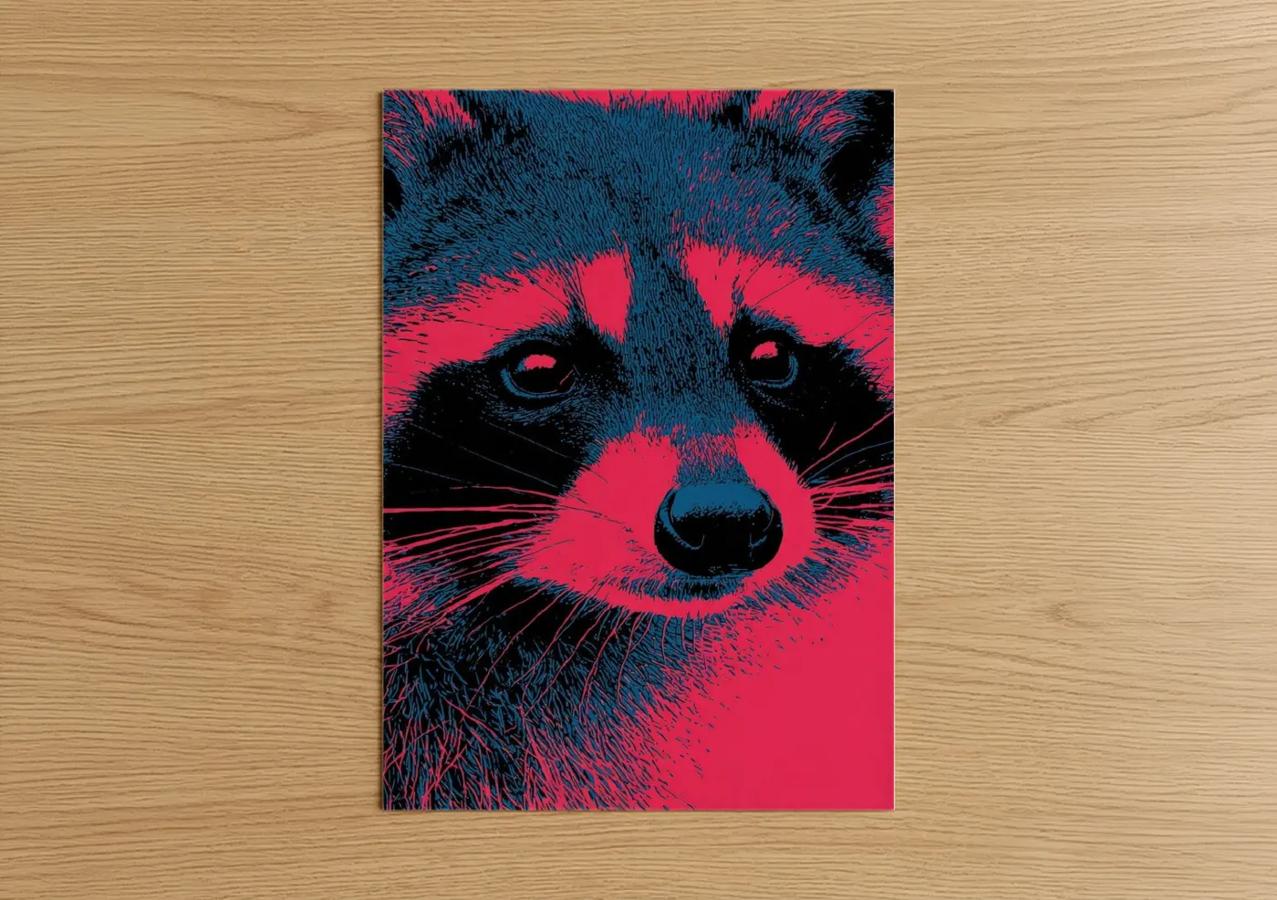 Neon Raccoon Pop Art Portrait Wall Art