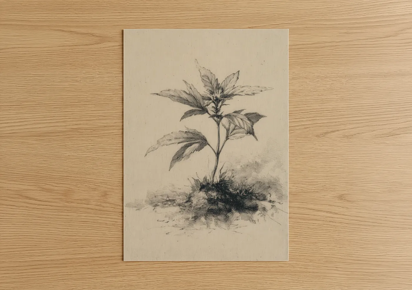 Cannabis Plant Botanical Sketch Wall Art