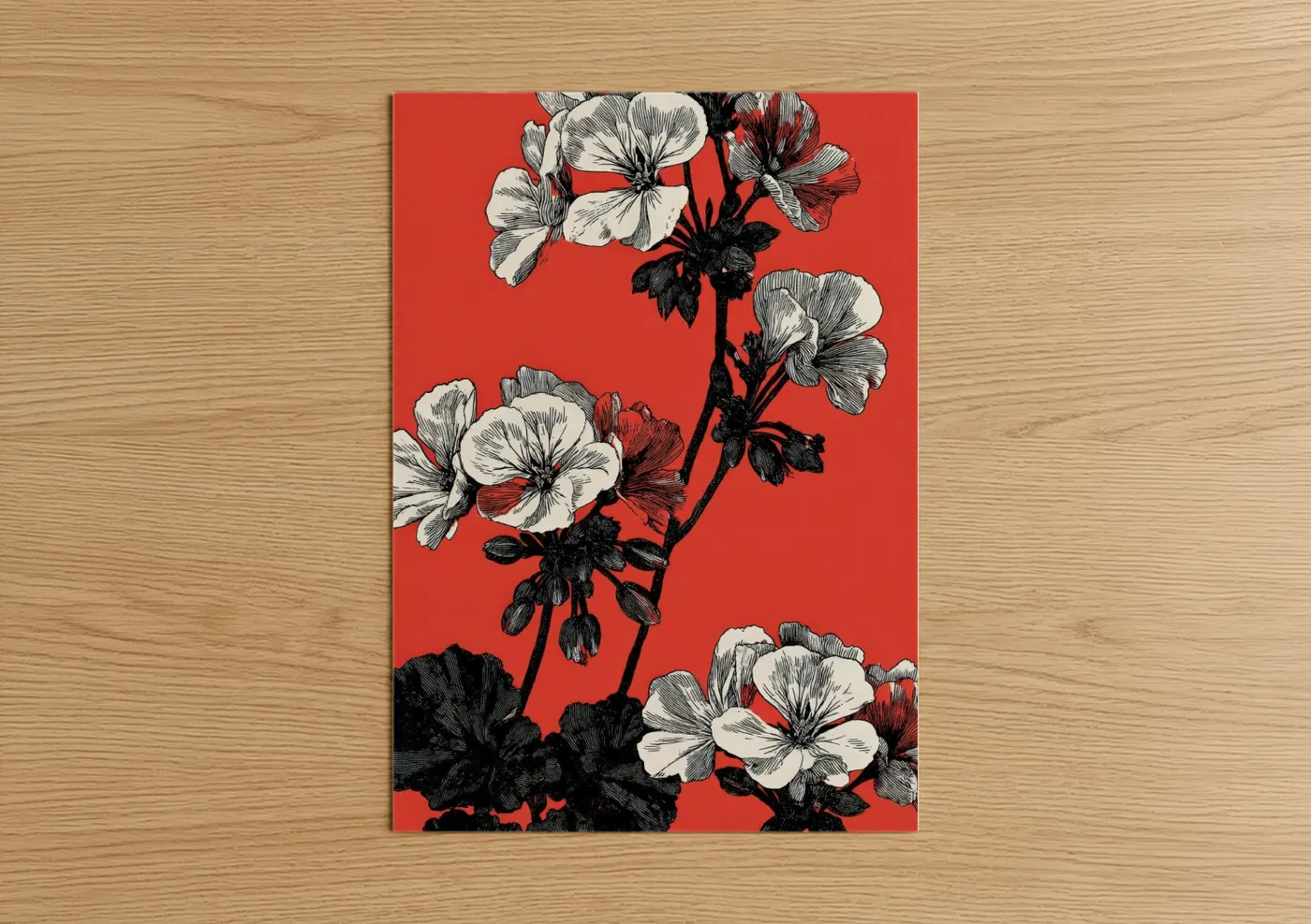 Scarlet Geranium Bold Red Floral Wall Art