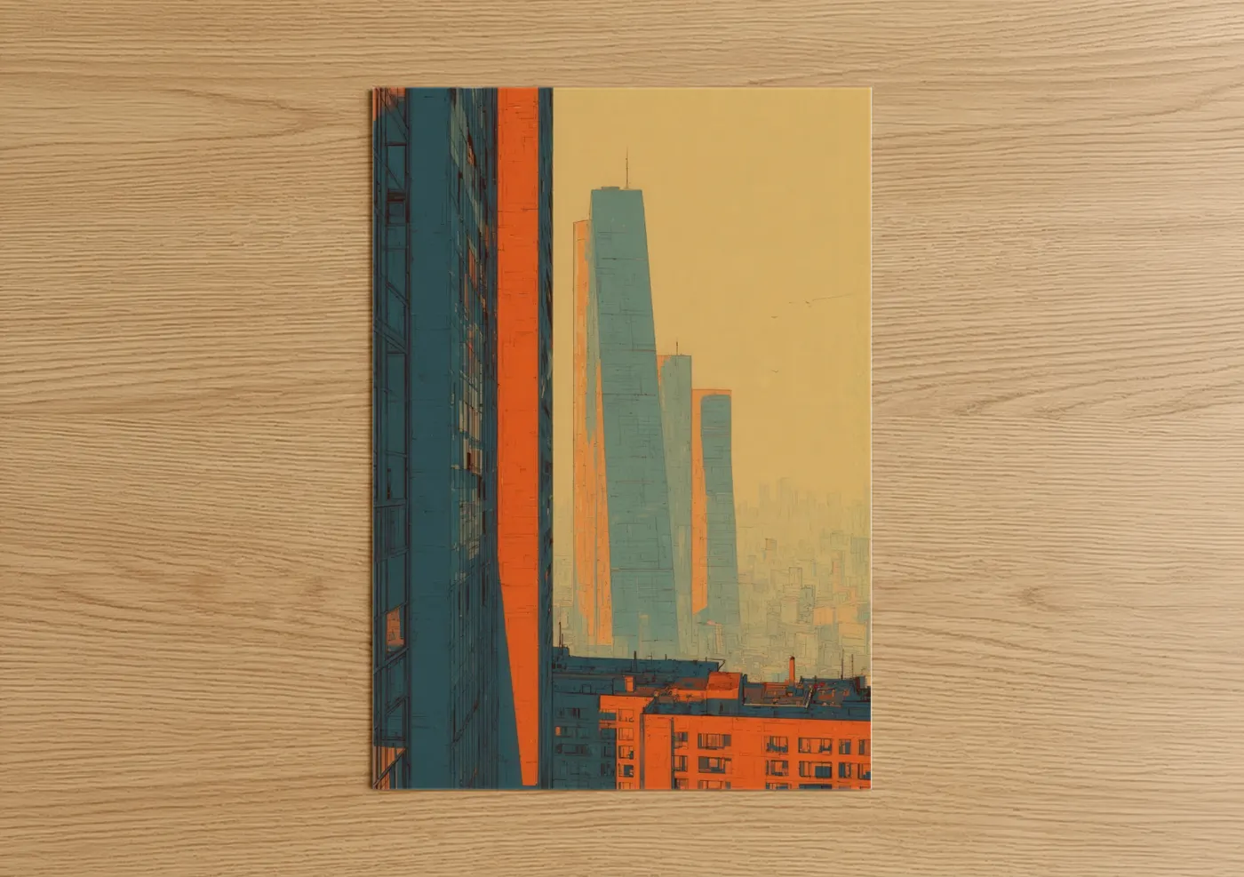 Golden Sunrise Cityscape Urban Wall Art