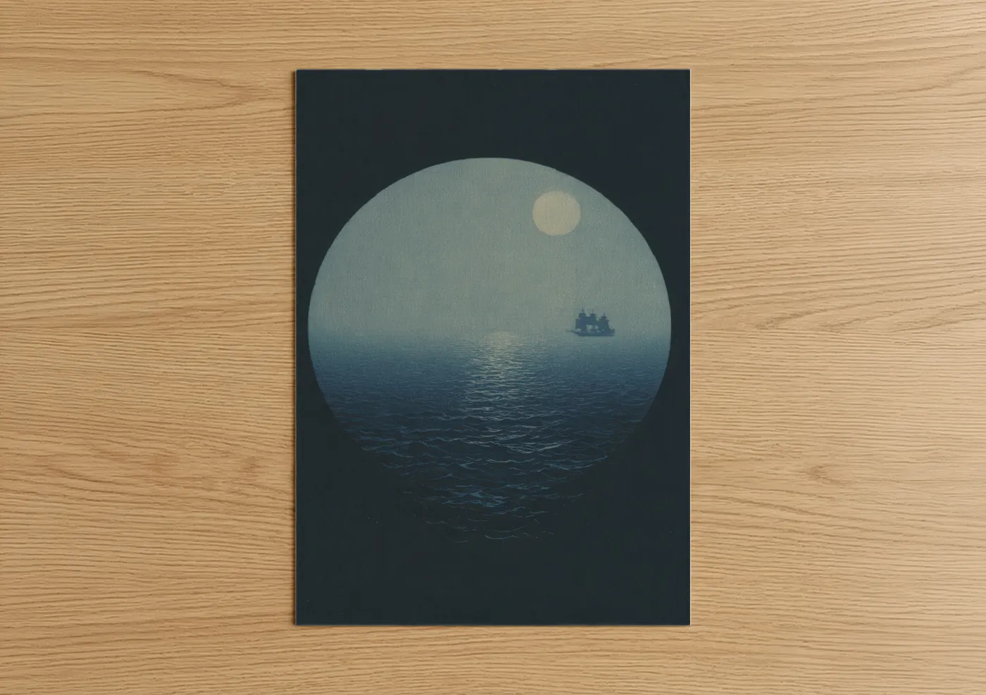 Moonlit Sailing Ship Ocean Scene Wall Art