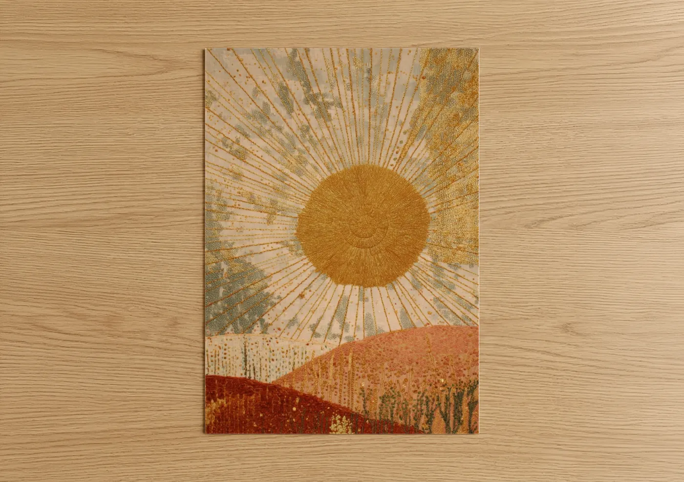 Golden Sun Solar System Radiant Burst Wall Art