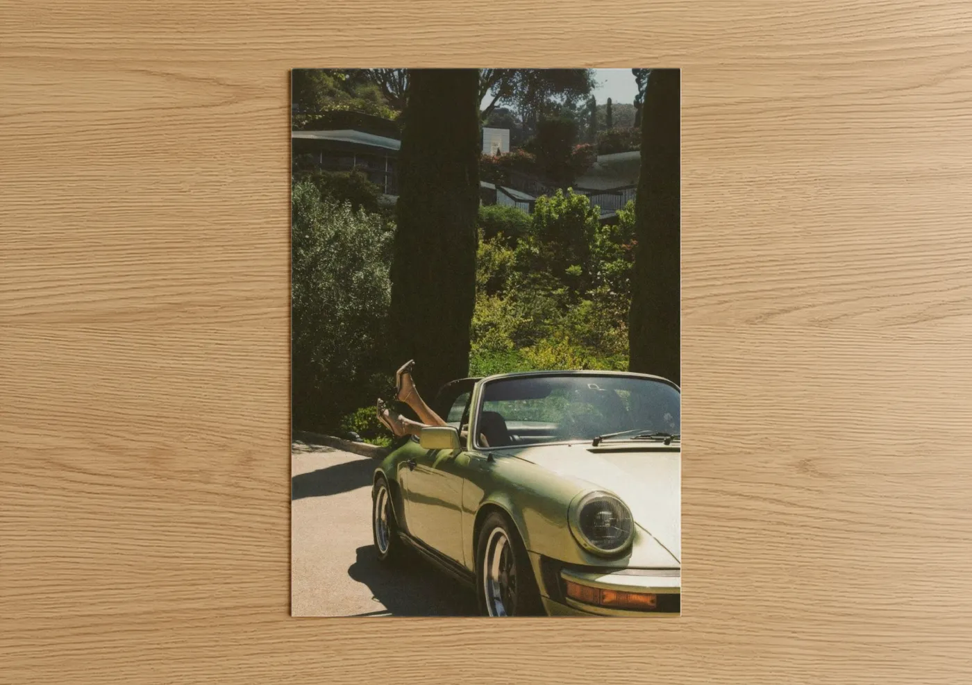 Vintage Porsche Sports Car Green Wall Art