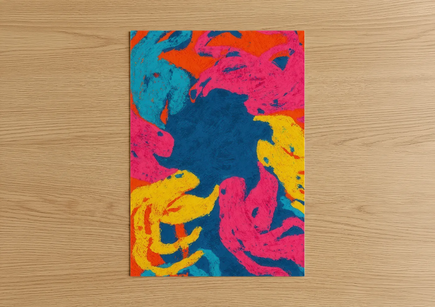 Neon Squid Explosion Abstract Wall Art