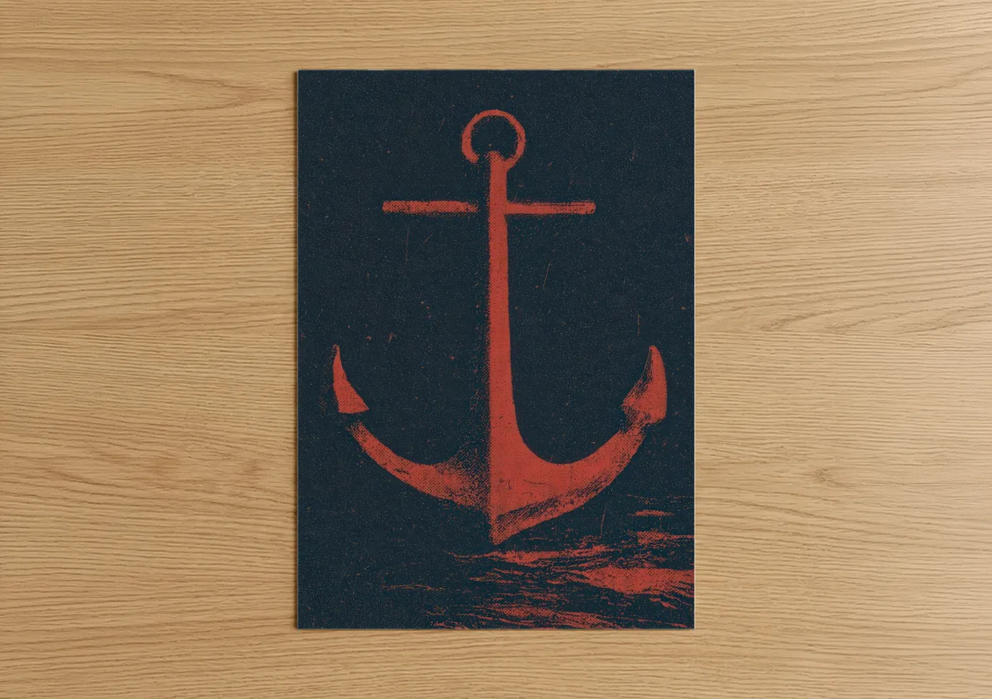 Crimson Anchor Nautical Decor Wall Art