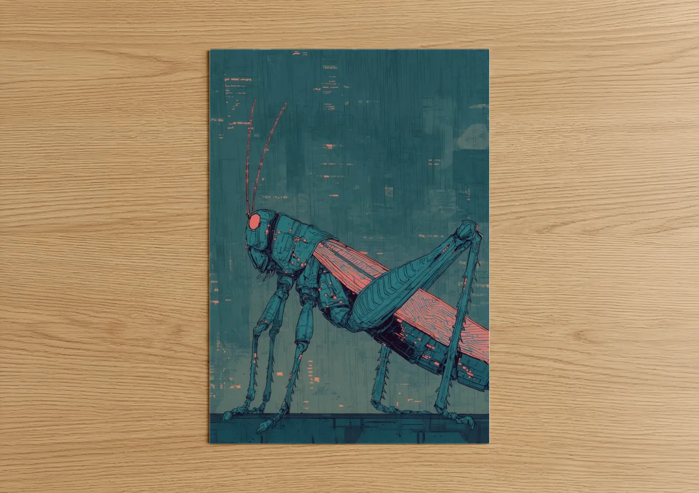 Cyberpunk Grasshopper Digital Wall Art