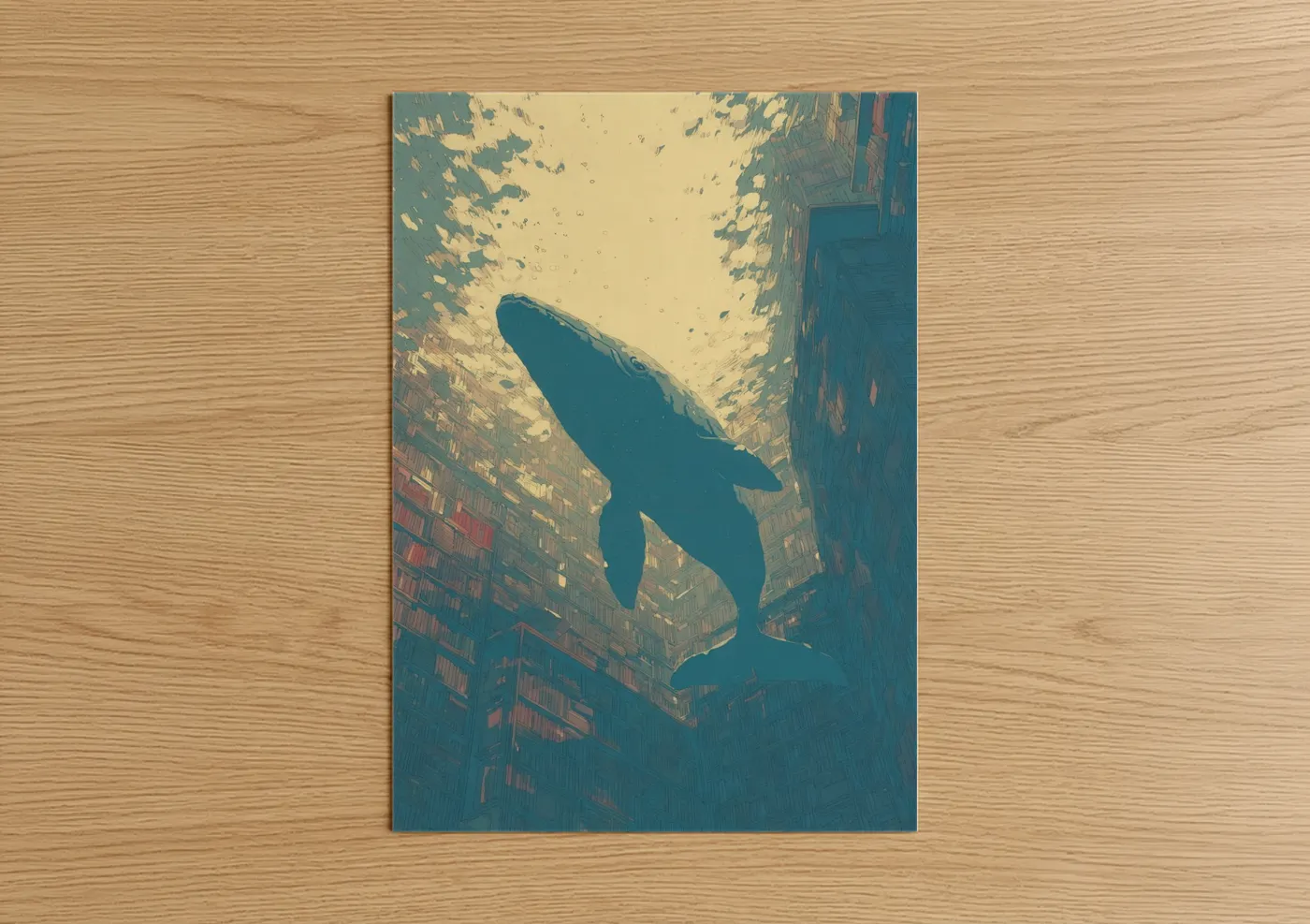 Blue Whale Urban Fantasy Surreal Wall Art