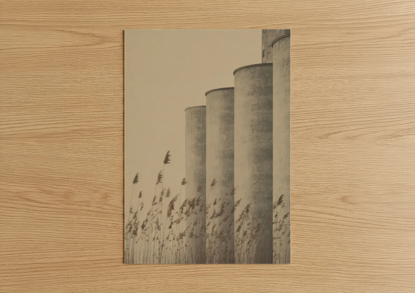 Industrial Grain Silos Minimalist Wall Art