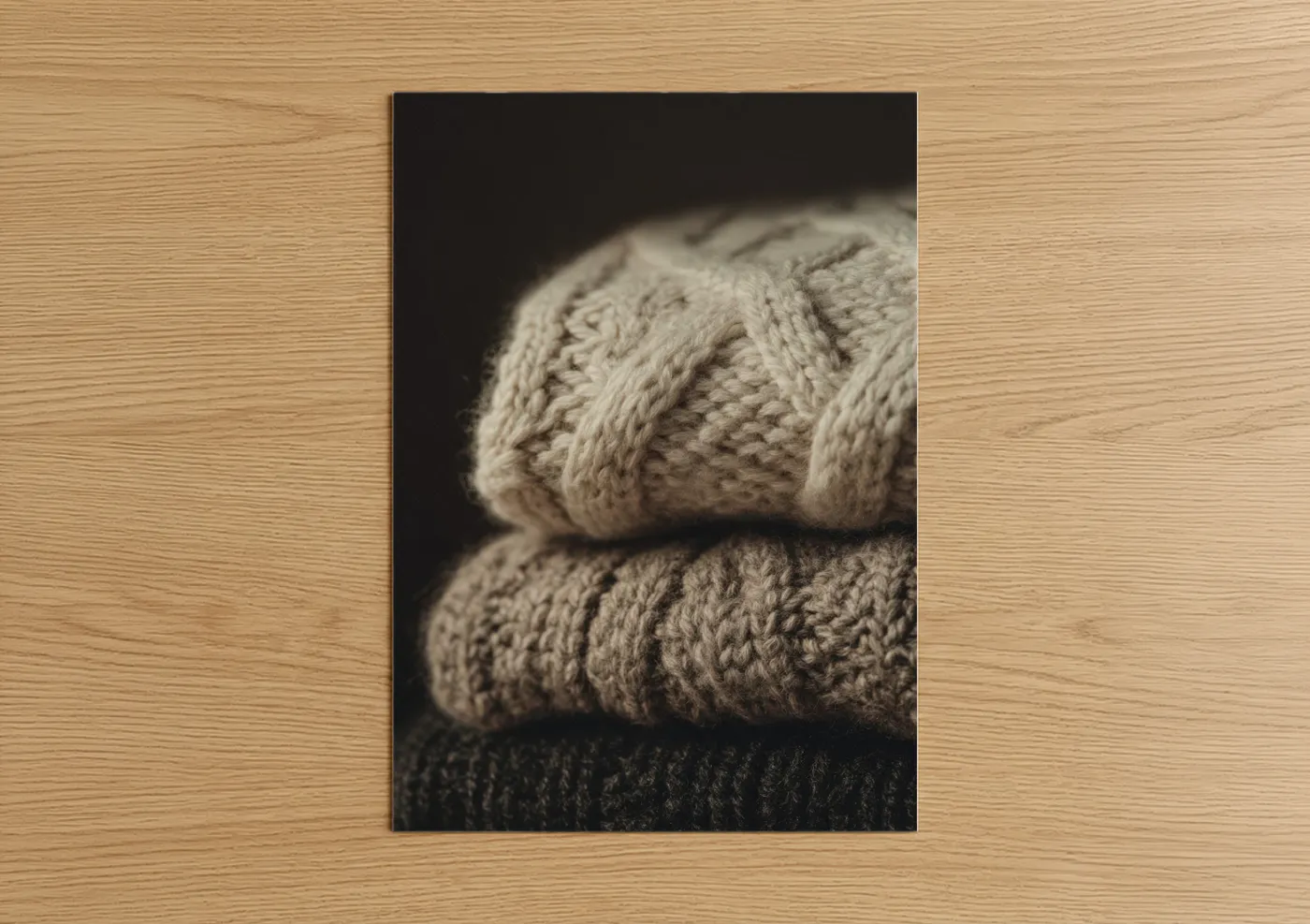 Cozy Knit Sweater Stack Close-Up Wall Art