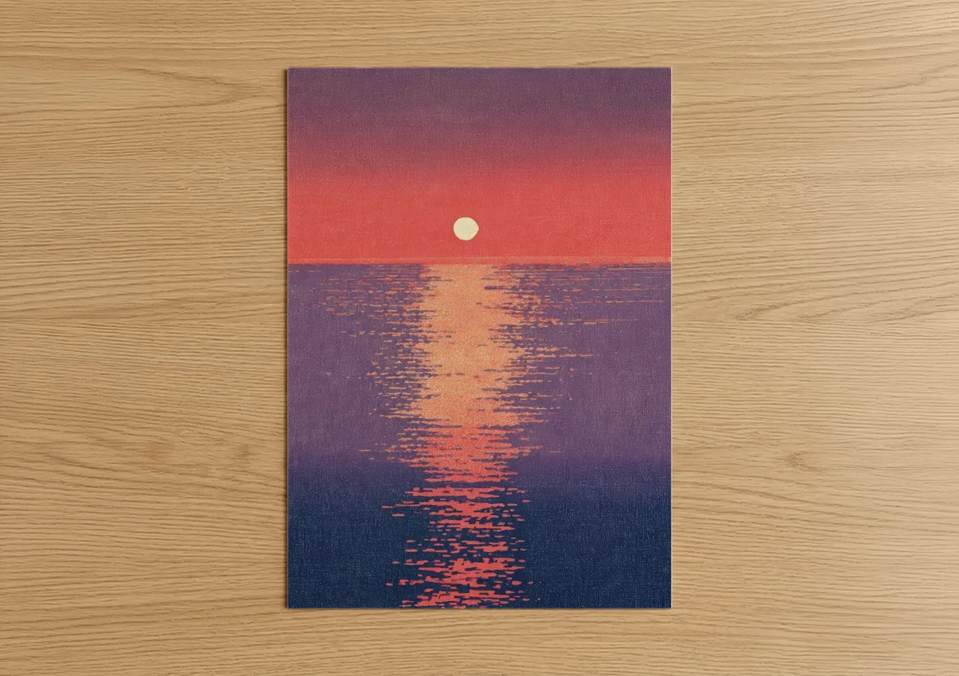 Crimson Sunset Ocean Reflection Wall Art