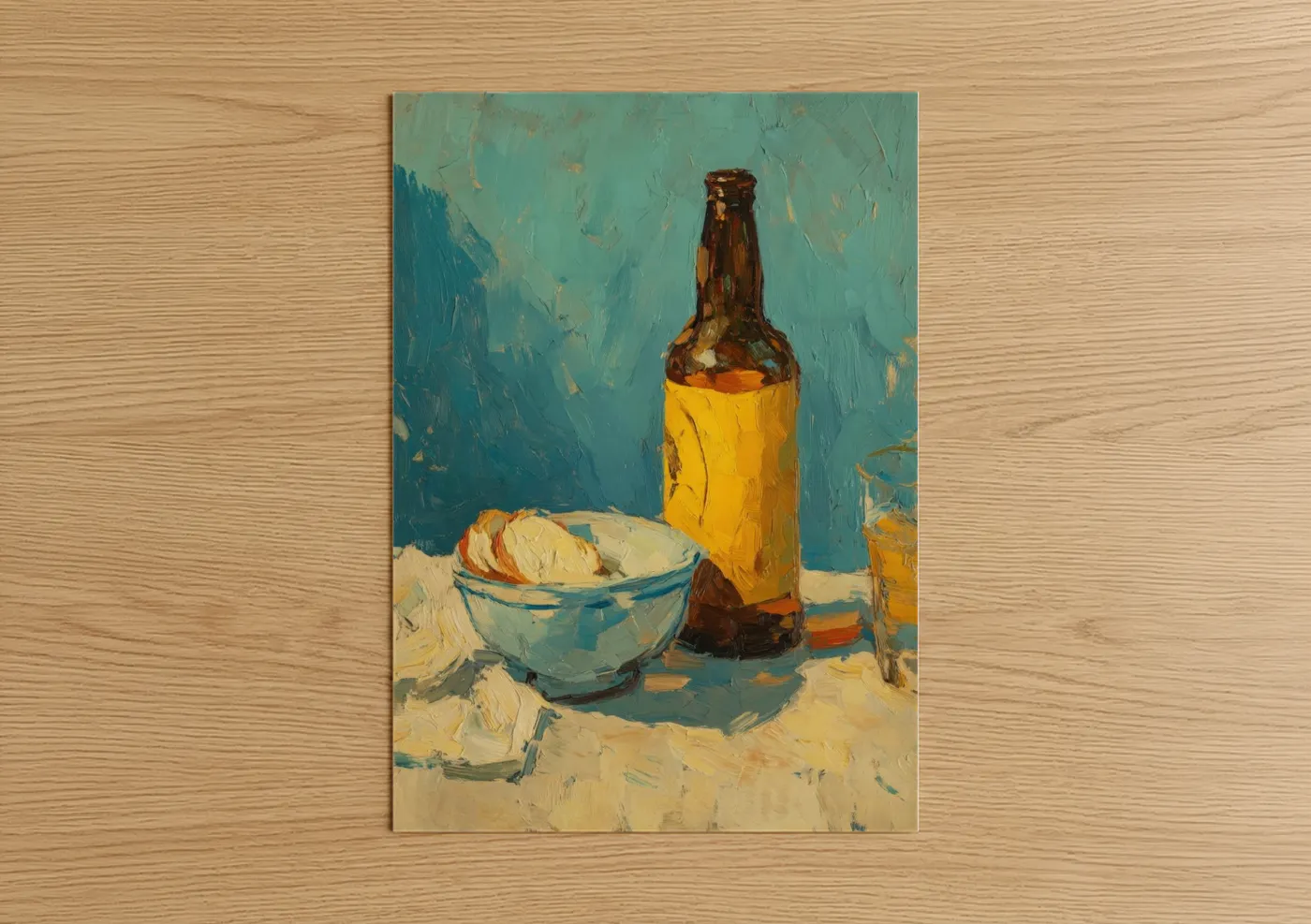 Golden Hour Beer Still Life Painting Wall Art