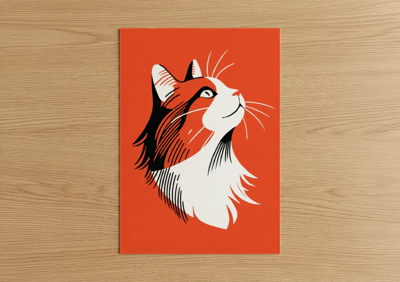 Upward Gazing Cat Minimalist Wall Art