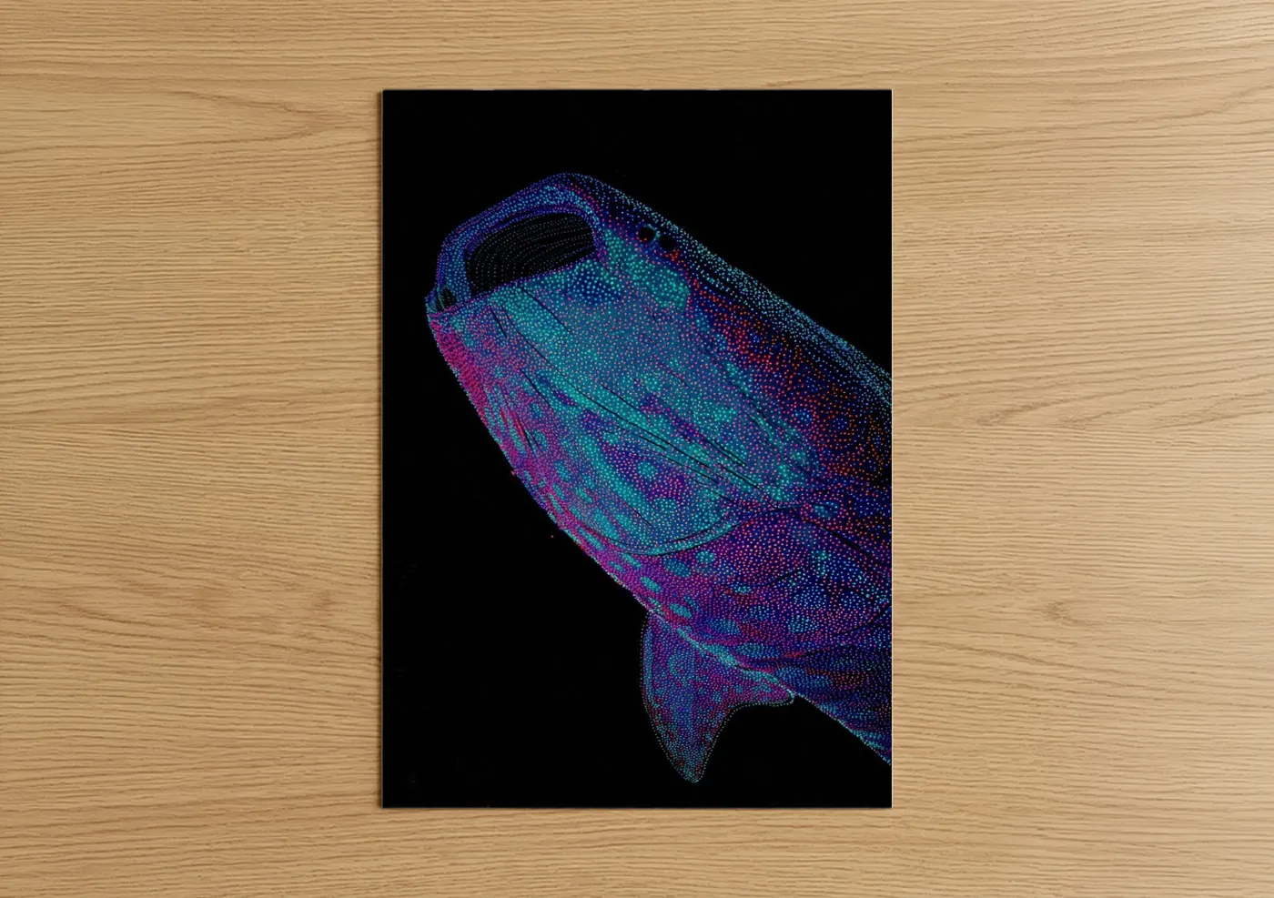 Neon Whale Shark Modern Digital Wall Art