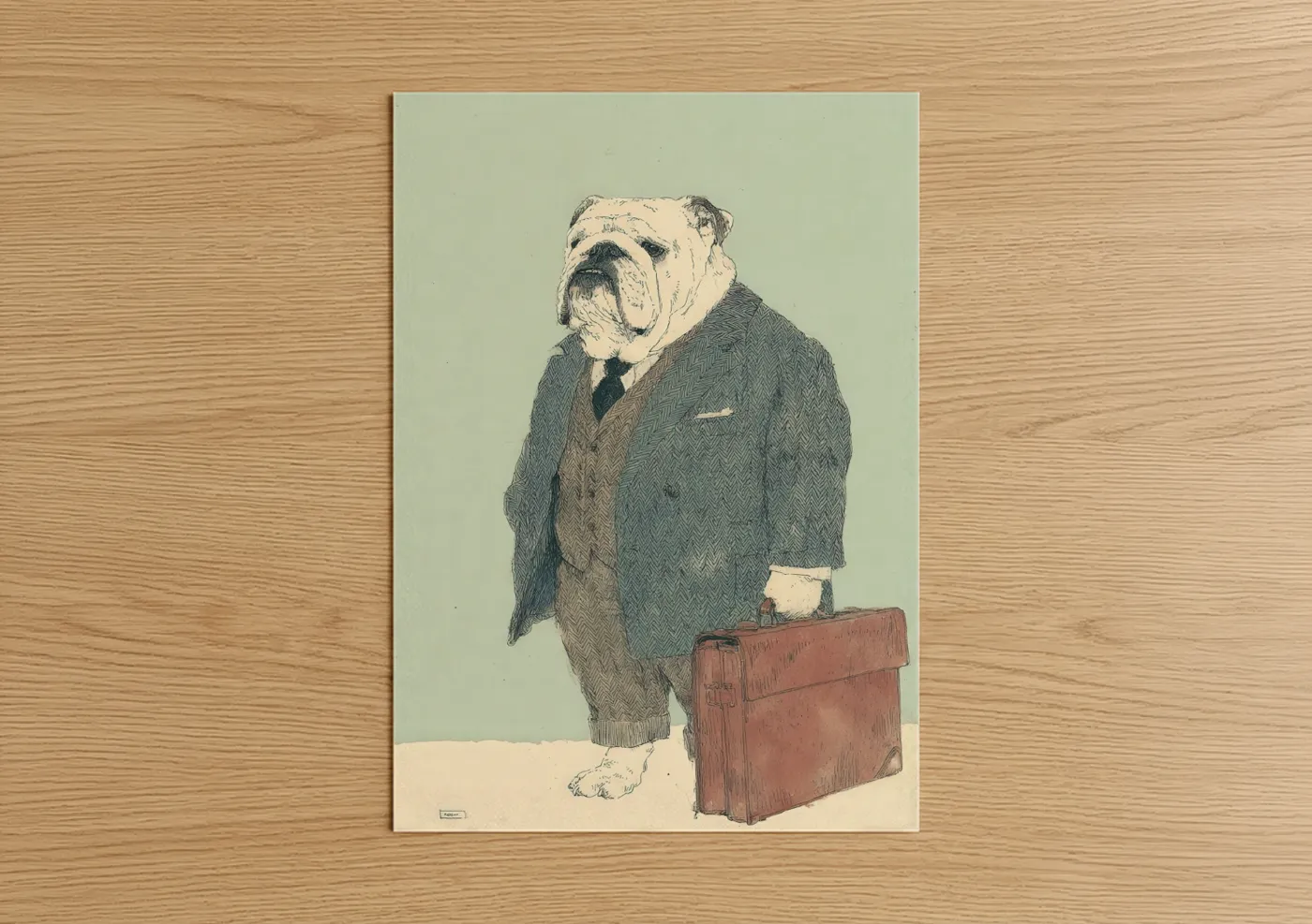 Dapper Bulldog Fashion Illustration Wall Art