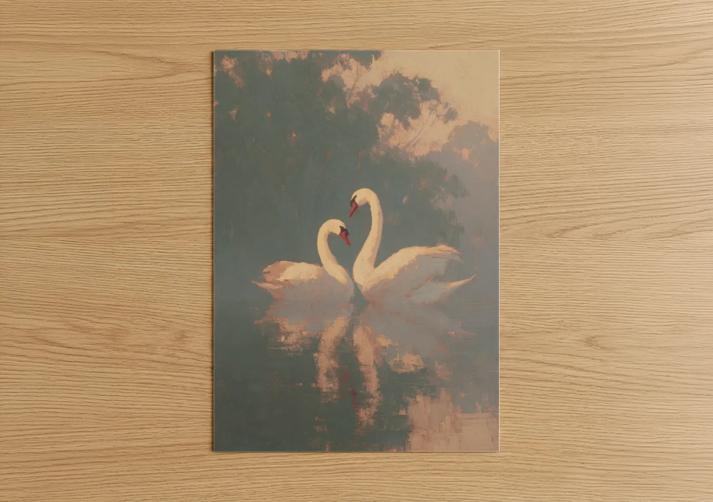 Graceful Swan Pair Romantic Love Wall Art