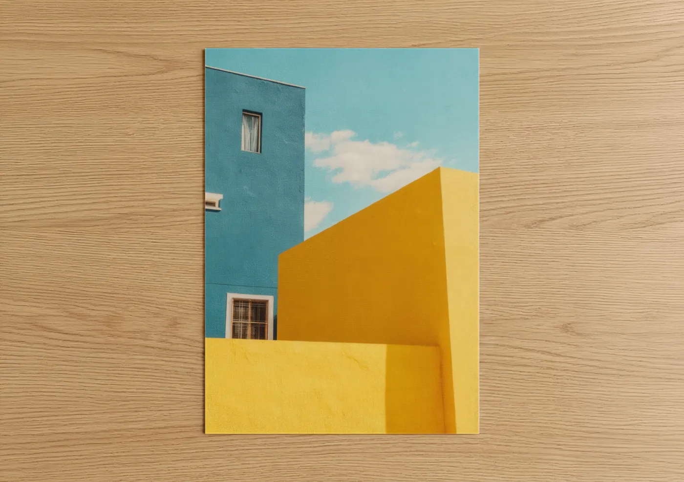 Turquoise and Yellow Modern Architecture Wall Art
