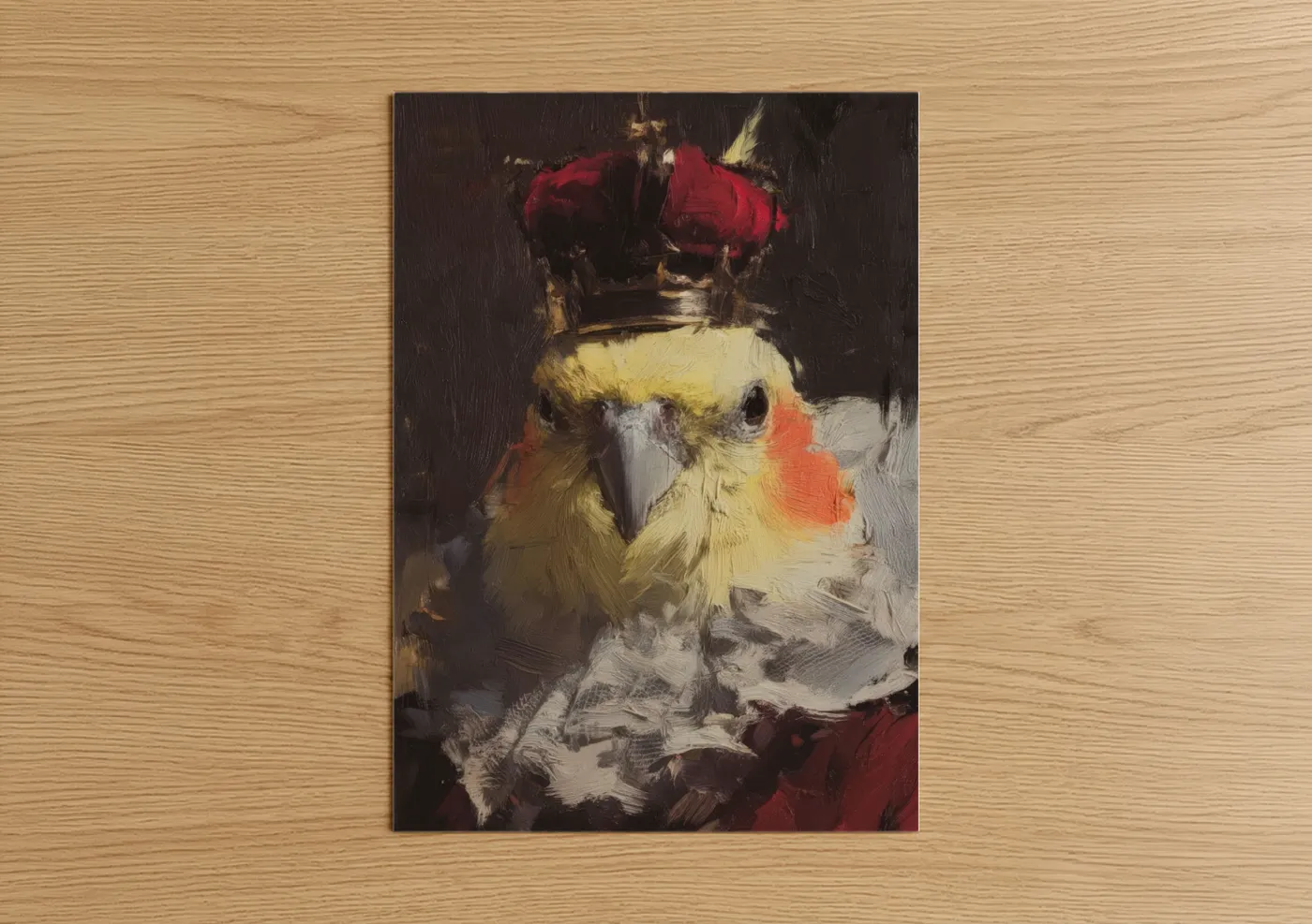 Royal Cockatiel Portrait Painting Wall Art