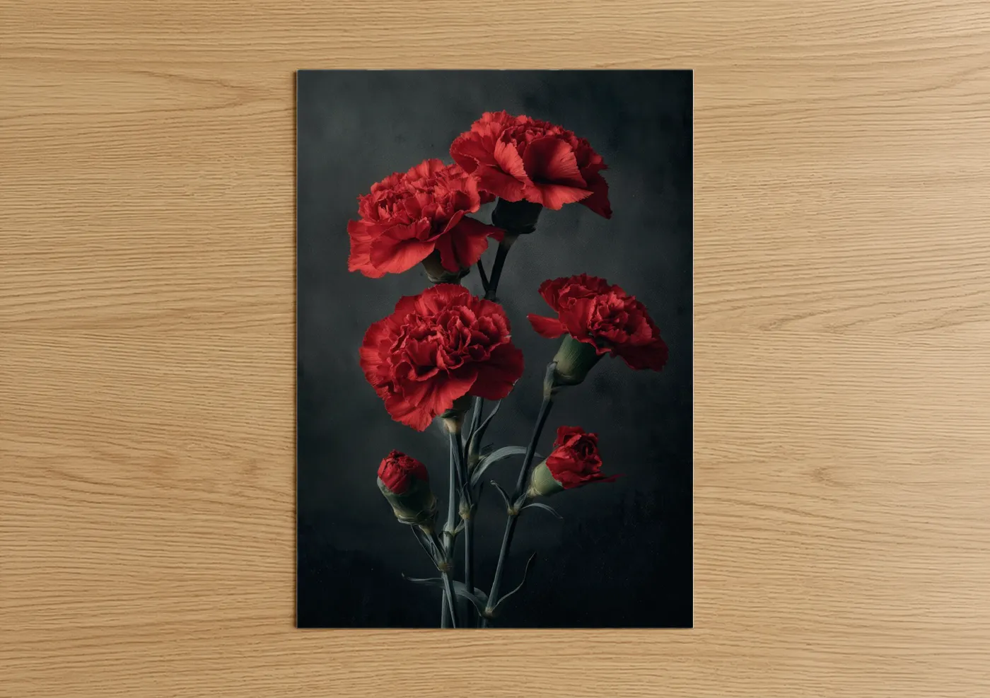 Crimson Carnations Dark Moody Floral Wall Art