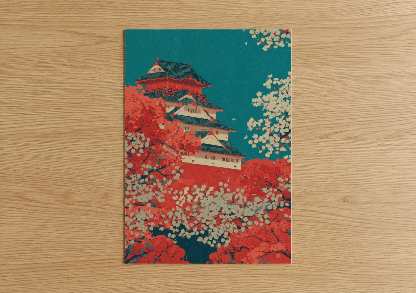 Cherry Blossom Castle Japanese Wall Art