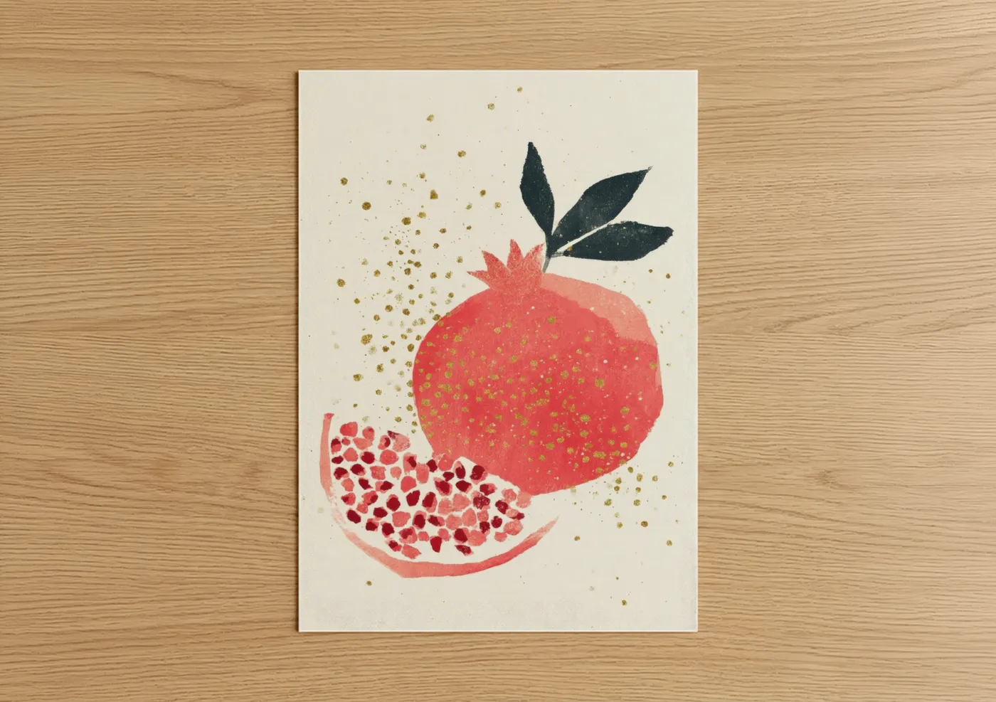 Pomegranate Sparkle Modern Fruit Art Wall Art