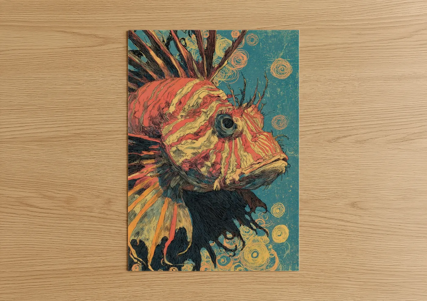 Crimson Lionfish Exotic Ocean Wall Art