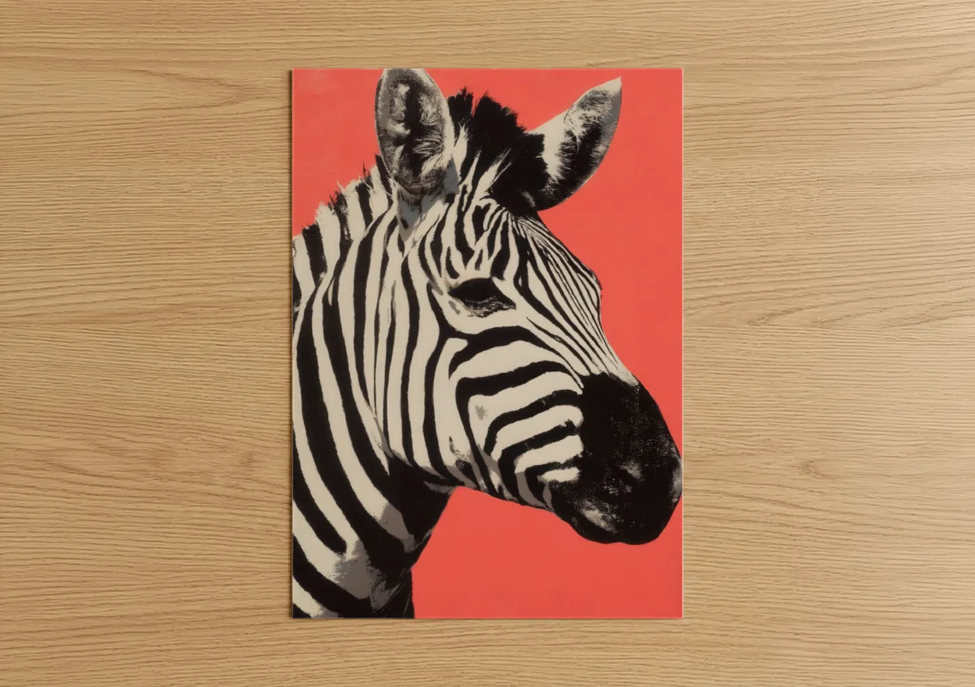 Coral Zebra Pop Art Portrait Wall Art